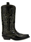 Ganni 40mm Mid Shaft Embroidered Western Boots