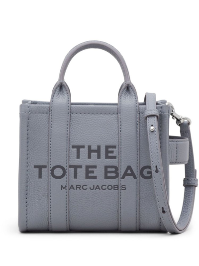 Marc Jacobs Logo Printed Zipped Mini Tote Bag In Grey