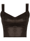 Dolce & Gabbana Satin-finish Cropped Corset In Black