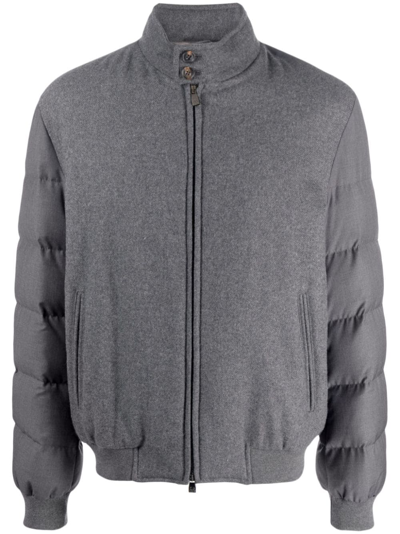 Corneliani High-neck Feather-down Padded-jacket In Grey