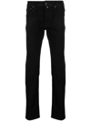Jacob Cohen Mid-waist Stretch Denim Nick Jeans With Ponyskin Logo Patch In Black