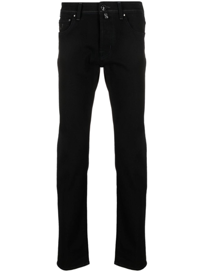 Jacob Cohen Logo-patch Straight-leg Jeans In Black