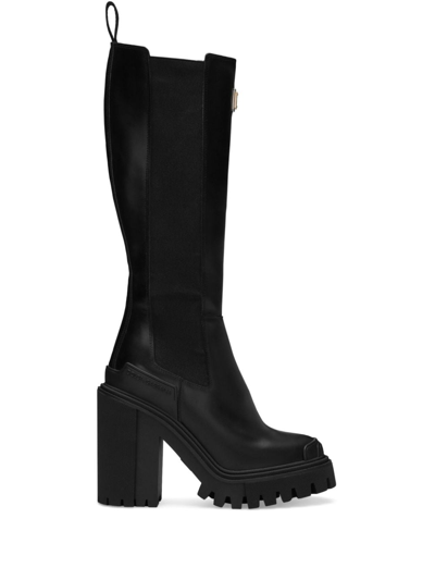 Dolce & Gabbana 90mm Logo-plaque Slip-on Boots In Black