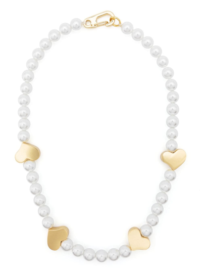 Bimba Y Lola Heart-motif Pearl Necklace In Gold