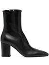 Saint Laurent Betty Lambskin Buckle Ankle Booties In Schwarz