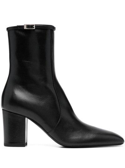 Saint Laurent Joelle 70mm Leather Boots In Schwarz