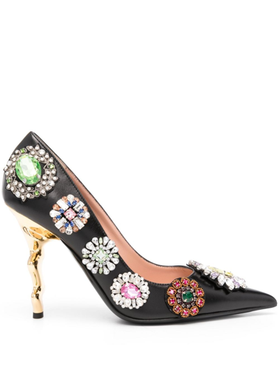 Moschino 105mm Crystal-embellished Pumps In Nero