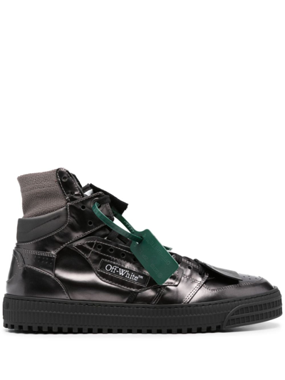 Off-white Men's 3.0 Off Court Metallic Leather High-top Sneakers In Black