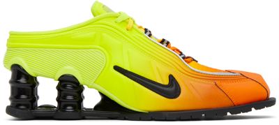 Nike + Martin Rose Shox Mr4 Rubber And Mesh-trimmed Ombré Leather Sneakers In Gelb