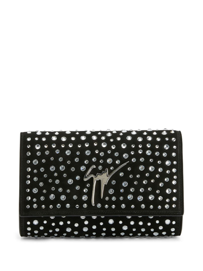 Giuseppe Zanotti Cleopatra Crystal-embellished Clutch Bag In Black