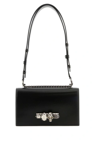 ALEXANDER MCQUEEN ALEXANDER MCQUEEN WOMAN BLACK LEATHER SKULL SHOULDER BAG