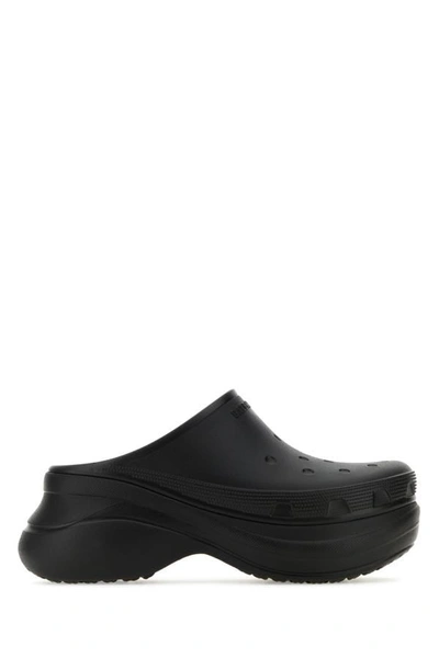Balenciaga Mens Black X Crocs Platform-sole Rubber Mules