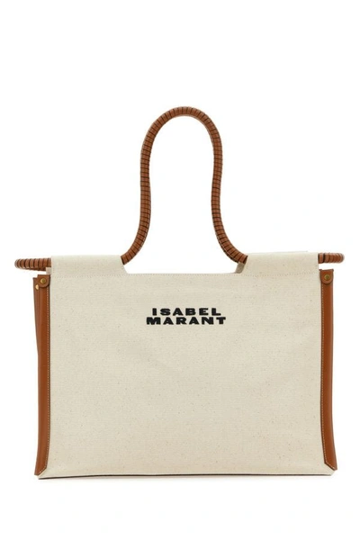 Isabel Marant Woman Melange Ivory Canvas Toledo Shopping Bag In White