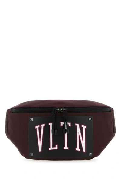 Valentino Garavani Man Grape Fabric Vltn Belt Bag In Red