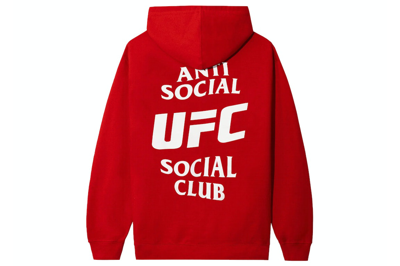Pre-owned Anti Social Social Club X Ufc Self-titled Hoodie Red
