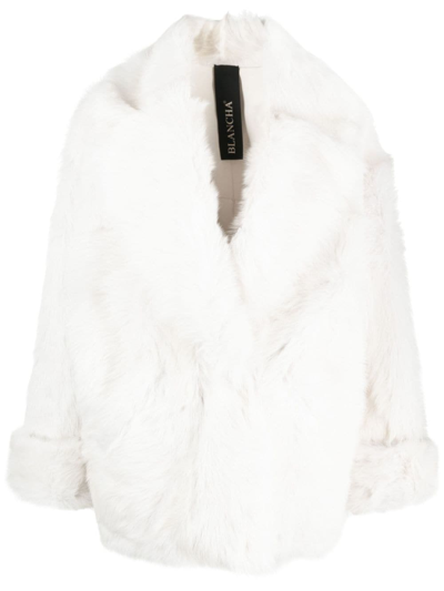 Blancha Curly Shearling Short Jacket In White