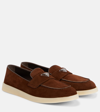 Prada Saint Tropez Suede Loafers In Brown