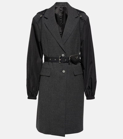 Prada Virgin Wool Coat In Grey