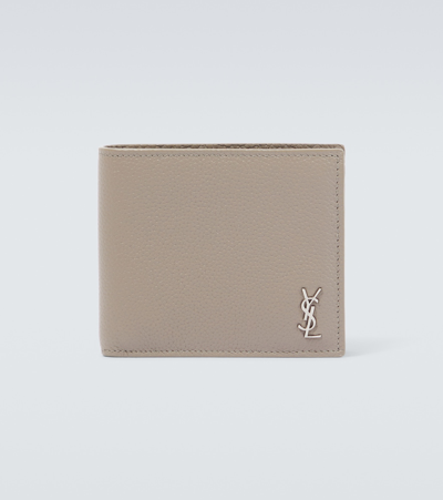 Saint Laurent Tiny Cassandre East/west Bifold Wallet In Beige