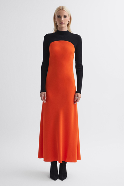 Florere Bright Orange  Hybrid Knit Midi Dress