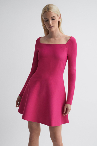 Florere Bright Pink  Knitted Skater Mini Dress
