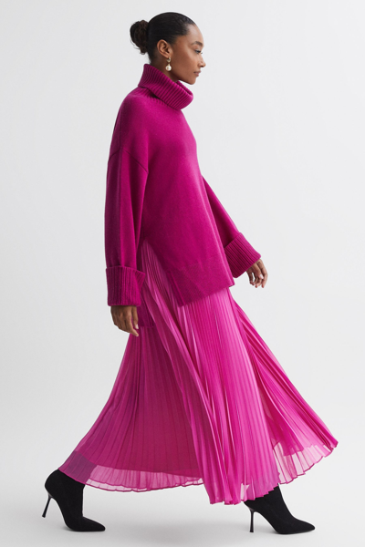 Florere Bright Pink  Pleated Maxi Skirt