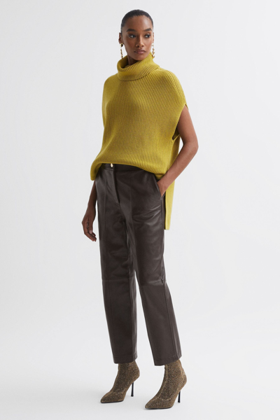Florere Chocolate  Tapered Leather Trousers