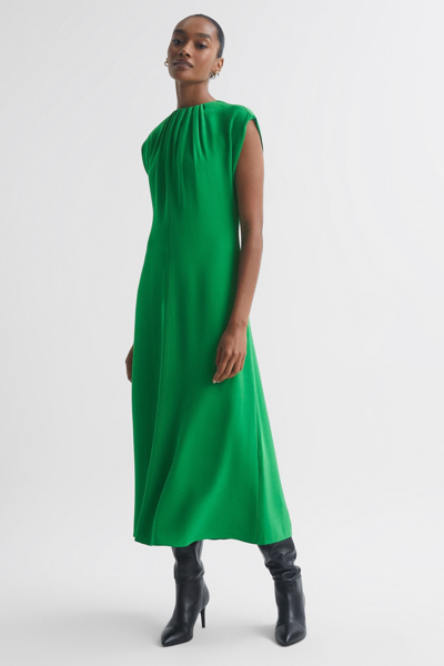 Florere Bright Green  Tie Neck Midi Dress