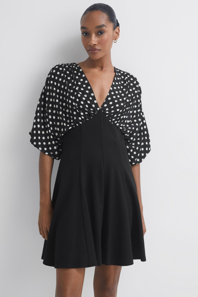 Florere Black  Polka Dot Mini Skater Dress