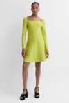Florere Lime  Knitted Skater Mini Dress In Lime