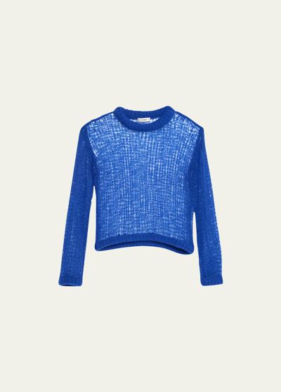 Interior Charlotte Open-knit Cashmere Sweater In Blue