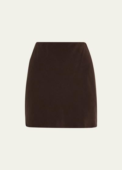 Anemos High-waist Bias-cut Mini Skirt In Espresso