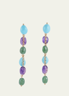 GRAZIA AND MARICA VOZZA TURQUOISE PASTE, AMETHYST AND CHRYSOPRASE FRONT AND BACK EARRINGS