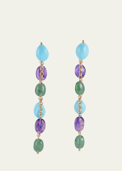 Grazia And Marica Vozza Turquoise Paste, Amethyst And Chrysoprase Front And Back Earrings In Multi