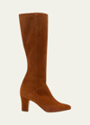 Manolo Blahnik Pitana Suede Block-heel Knee Boots In Mbrw2107