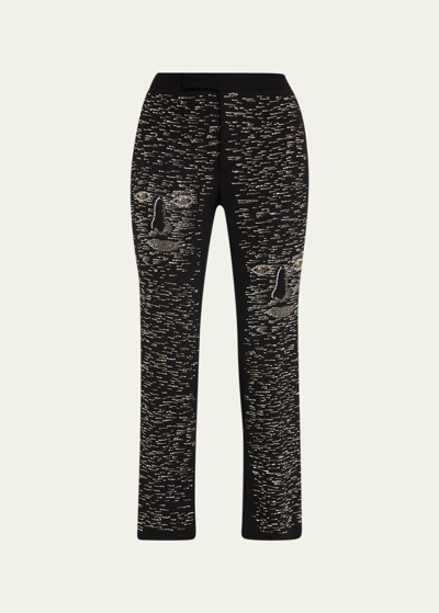 Libertine Bark Man Narrow Embellished Trousers In Black