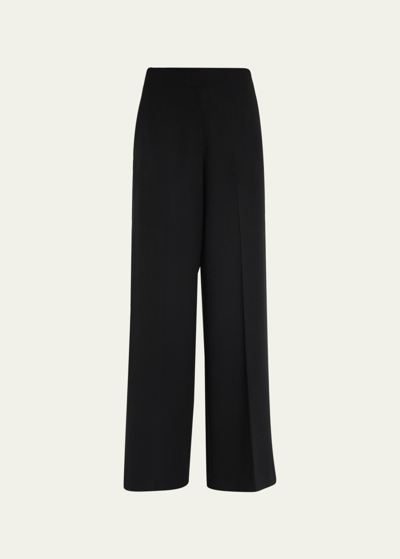 Lafayette 148 Finese Crepe Franklin Wide-leg Ankle Pants In Black