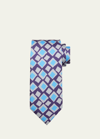 Charvet Men's Square-print Silk Tie In 2 Grn