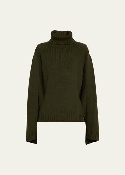 Monse Tie-back Turtleneck Wool Sweater In Olive