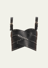 MONSE LEATHER STUDDED BUSTIER TOP