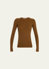 Michael Kors Hutton Ribbed Cashmere Pullover In Chestnut