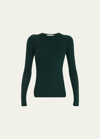 Michael Kors Hutton Ribbed Cashmere Pullover In Forest