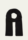 Bergdorf Goodman Ribbed Cashmere Scarf, Black