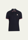 Moncler Men's Contrast-trim Polo Shirt In Blue