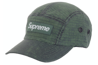 Pre-owned Supreme Distressed Ripstop Camp Cap Green