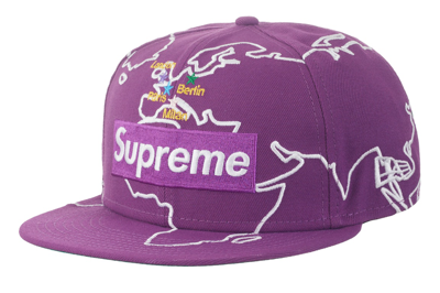 Pre-owned Supreme Worldwide Box Logo New Era Hat Purple