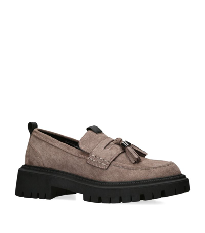 Kg Kurt Geiger Maggie Tassel-detail Vegan Faux-suede Loafers In Taupe