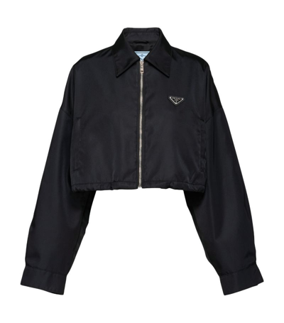 Prada Re-nylon Cropped Jacket In Black