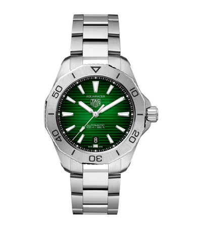 Tag Heuer Stainless Steel Aquaracer Watch 43mm In Green