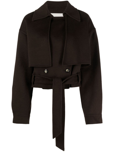 Nanushka Cropped Trench Jacket In Brown